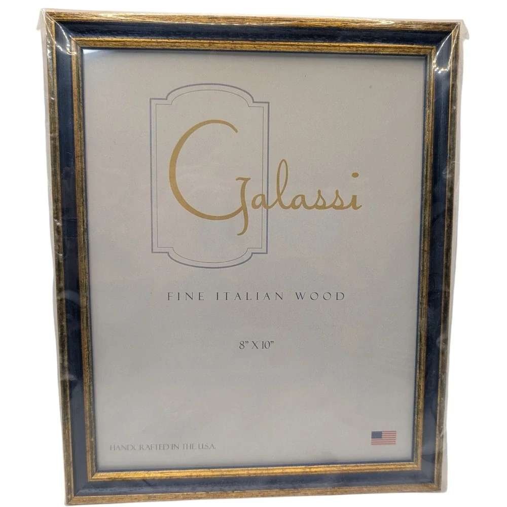 New F G Galassi Handcrafted Frame 8x10 Fine Italian Wood Primary Blue Made USA